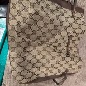 Gucci GG LEATHER SHOULDER BAG KHAKI